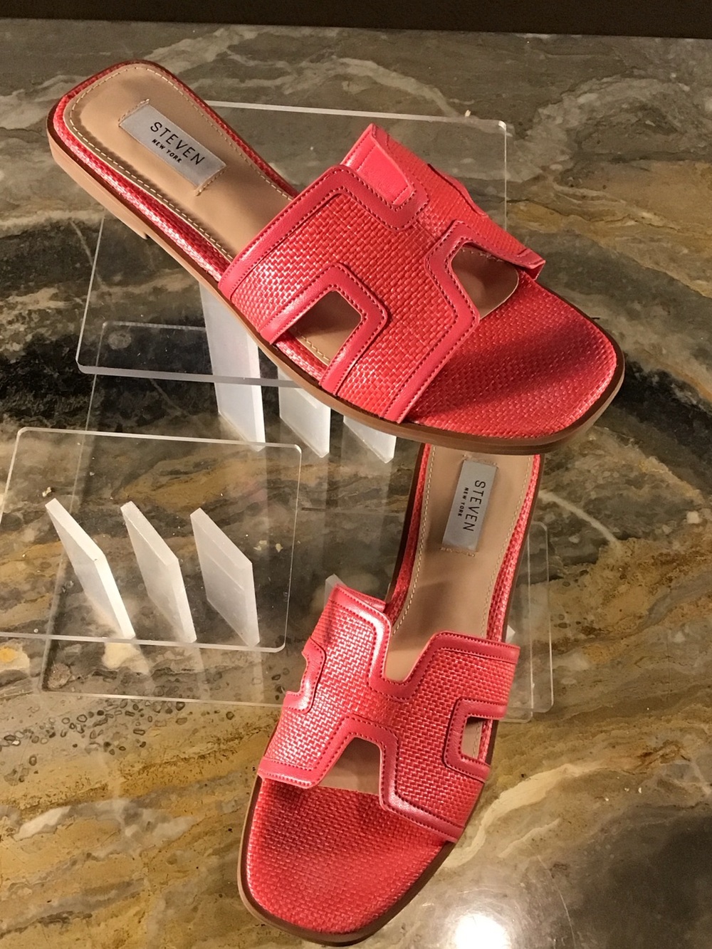 Steven New York Hanna-O Coral Slide Sandals with Woven Upper